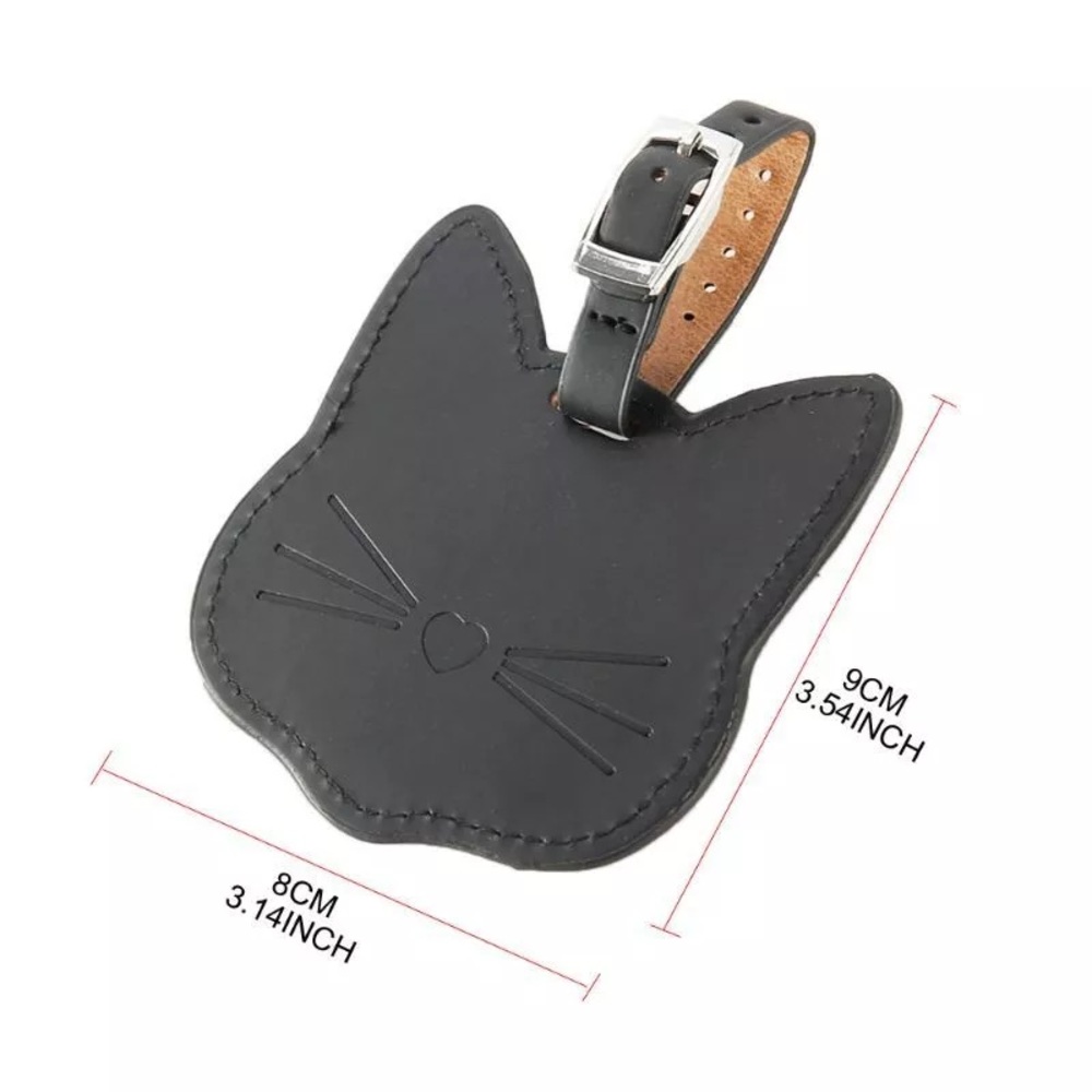 NWOT Leather Cat Head Luggage Tag